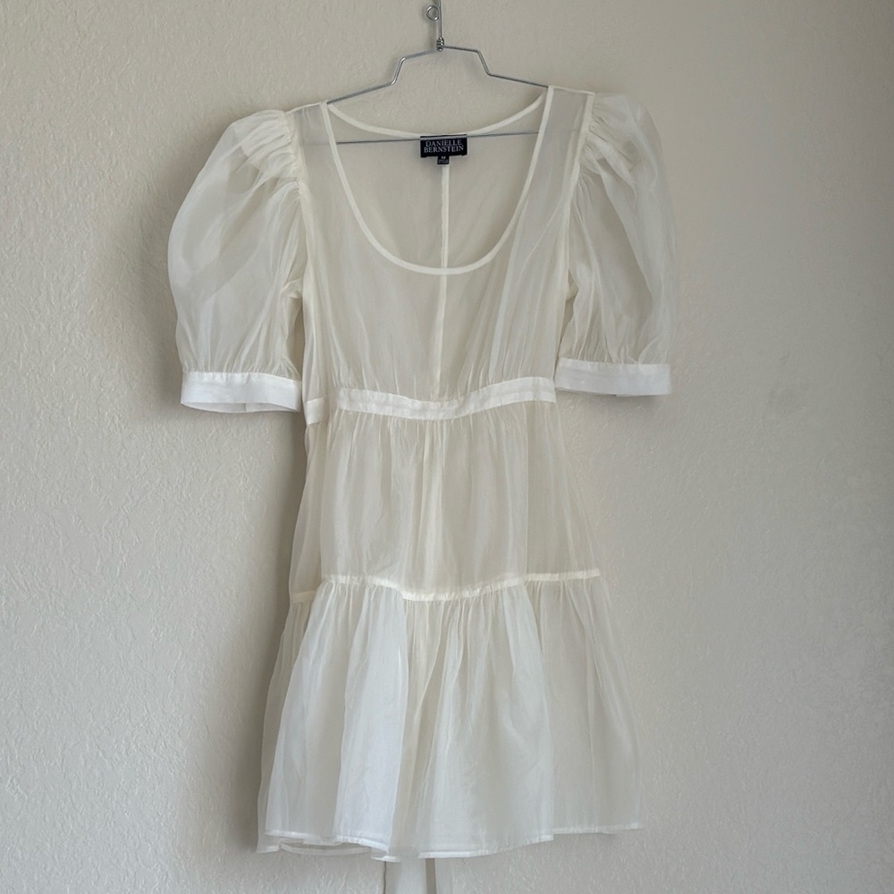 Danielle Bernstein Solid Organza Puff-Sleeve Mini Dress - Picture 6 of 6